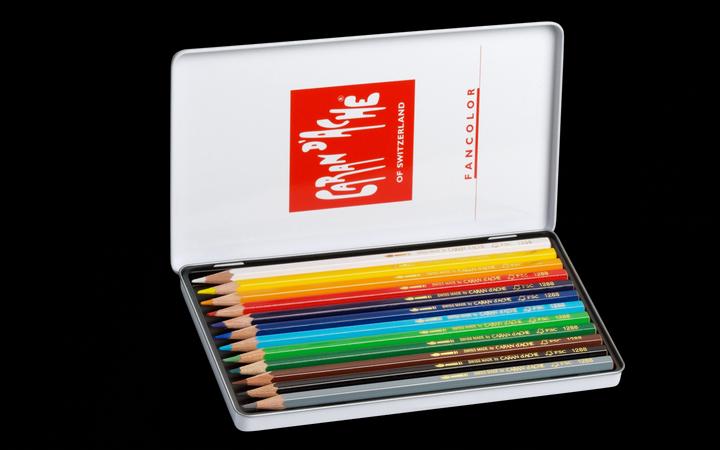 Actual product image Caran d'Ache Fancolor Farbstifte Metallschachtel (Multicoloured, 12 x)