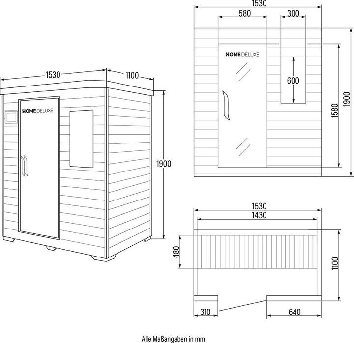 Immagine prodotto Home Deluxe Cabina a infrarossi IKENNA L - 153x110cm per 3 persone - Cabina a infrarossi con 2400 Watt