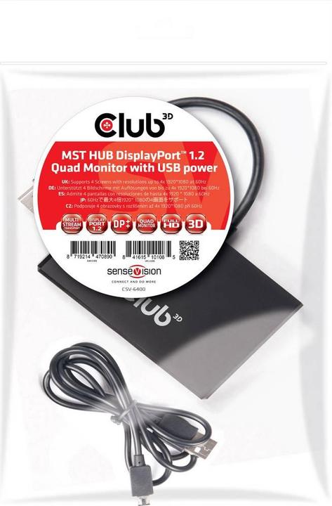 Actual product image Club 3D Multi Streaming Transport Hub 1xDP - 4xDP (DP, 6.50 cm)