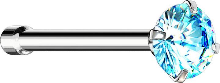 Immagine prodotto Star Piercing Borchia da naso dritta in argento con cristallo rotondo color acqua (Acciaio chirurgico 316L)