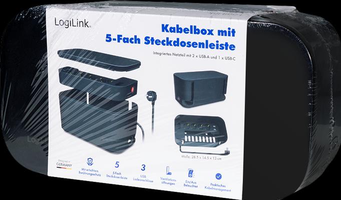 Produktbild LogiLink Kabelbox mit 5-fach-Steckdosenleiste Schuko