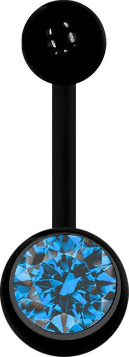 Produktbild Star Piercing Banane schwarz mit Kugel und Kugel Kristall hellblau (Acryl, ohne Messing)