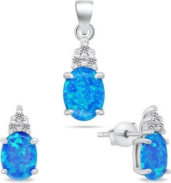 Produktbild Brilio Silver - Beautiful jewelry set with opals SET245WB (earrings. pendant)