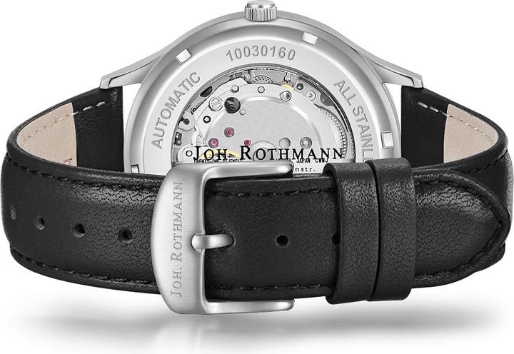 Produktbild John Rothmann Herren Automatikuhr Leopold Echtleder Schwarz - 26883 (Analoguhr, 40 mm)