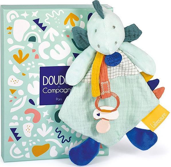 Produktbild Doudou et Compagnie Dino Filou Schmusetuch mit Schnullerhalter,mandel