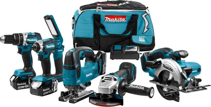 Productafbeelding Makita 18 V Combiset (klop)boren, (slag)schroeven, zagen en slijpen