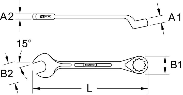 Actual product image KS Tools Combination wrench cranked (2.1/4")