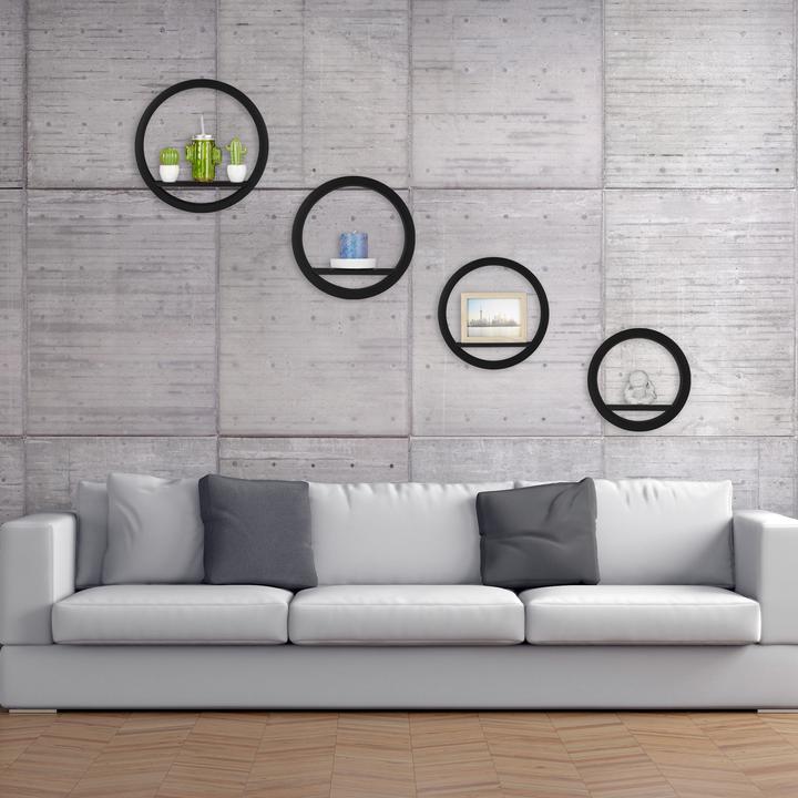 Actual product image Relaxdays Round Wall Shelves Set of 4 (39.5 x 9 x 39.5 cm)