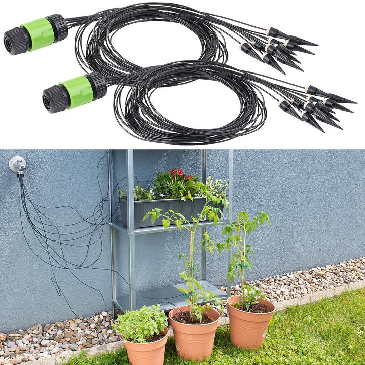 Produktbild Royal Gardineer 2er-Set Mikro-Bewässerungssysteme mit je10 Bewässerungs-Spitzen (Tropfbewässerung Set)