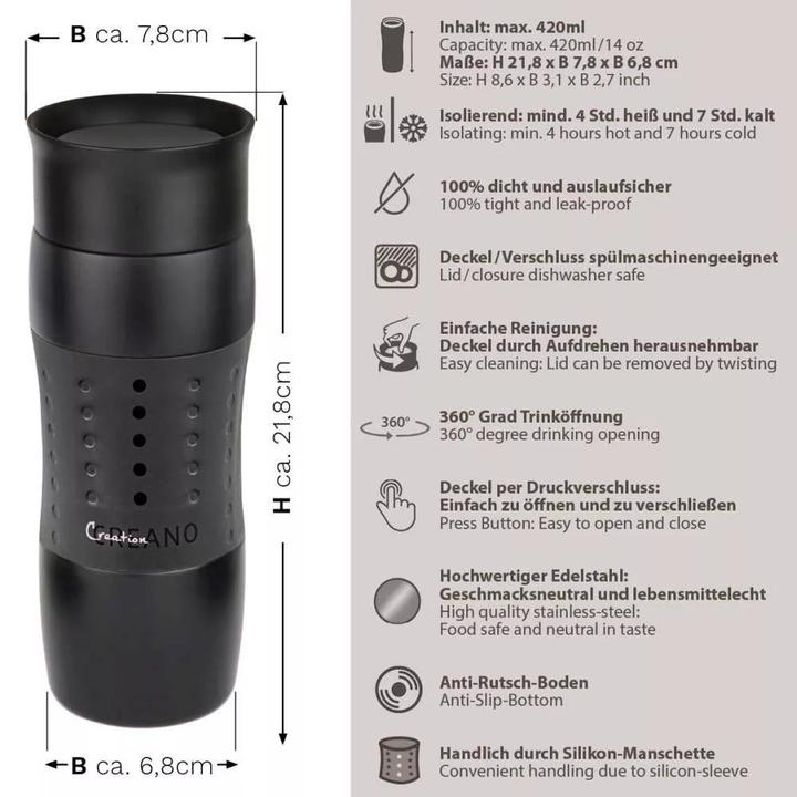 Actual product image Creano Thermos flask Drinking bottle Design Travel Mug 420ml No.18 (0.42 l)