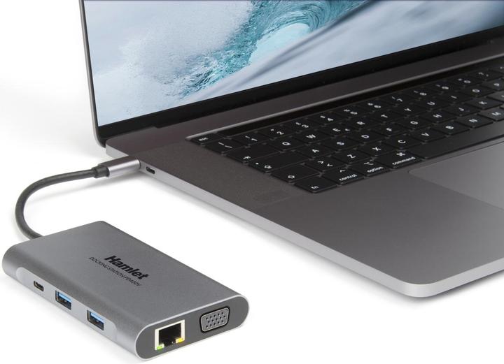 Actual product image Hamlet HDKC-PD400V port replicator and docking station for notebooks Wired USB 3.2 Gen 1 (3.1 Ge (USB-C)