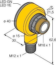 Actual product image Turck 3038511 Ultrasonic receiver T18VP6URQ PNP NO contact 1 pc.