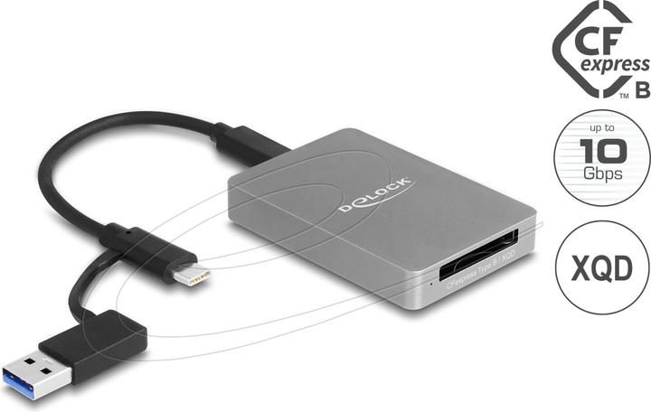 Actual product image Delock USB Type-C card reader in aluminium housing for CFexp