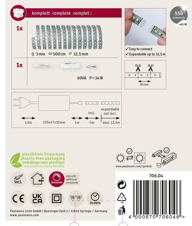 Actual product image Paulmann MaxLED 500 Stripe Set (Warm white, 500 cm, Indoor)