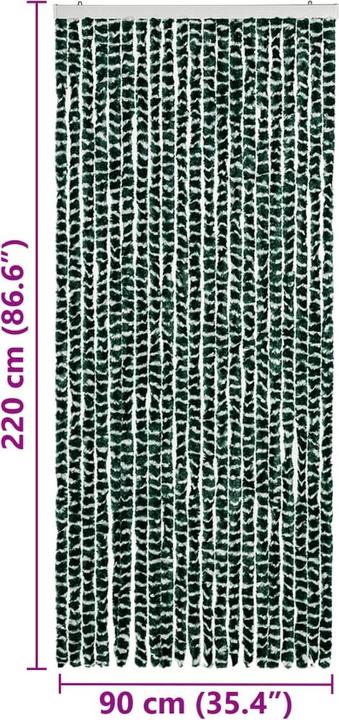 Produktbild VidaXL Fliegenvorhang Insektenschutz Türvorhang Fadenvorhang Grün Weiss Chenille (56 x 200 cm)
