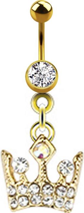 Immagine prodotto Star Piercing Banana placcata in oro 14k con ciondolo Corona Reale (Acciaio chirurgico 316L, senza ottone)