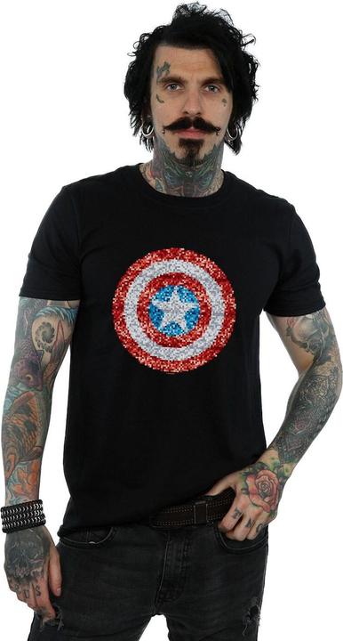 Image du produit - T-shirt CAPTAIN AMERICA PIXELATED SHIELD - Homme (L)