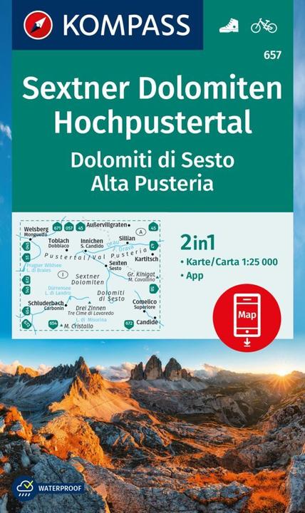 Image du produit Carte de randonnée 657 Sextner Dolomiten, Hochpustertal / Dolomiti di Sesto, Alta Pusteria