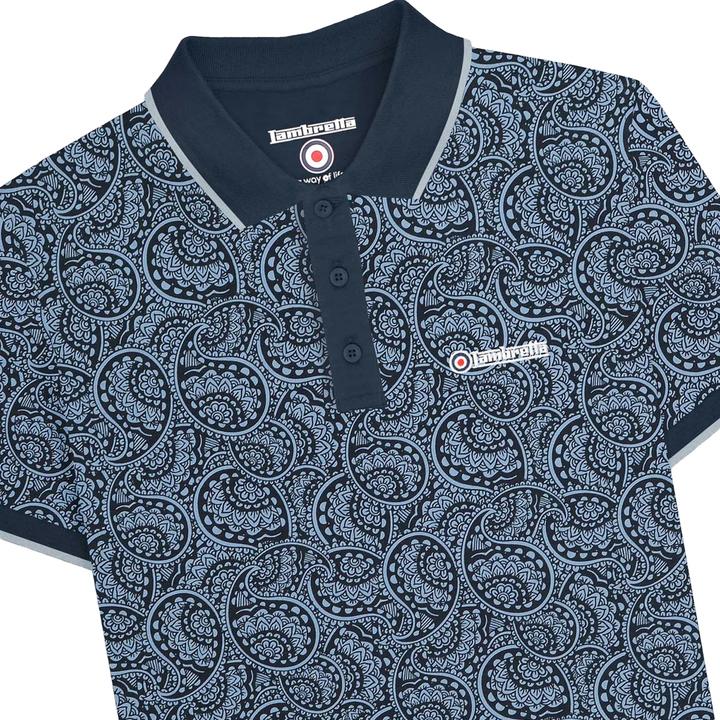 Actual product image Lambretta Mens Paisley Tonal Big & Tall Polo Shirt (3XL)