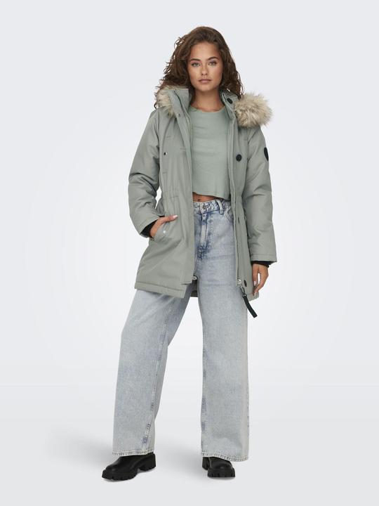 Actual product image Only Hood with detachable faux fur trim Ribbed cuffs Parka Long parka (L)