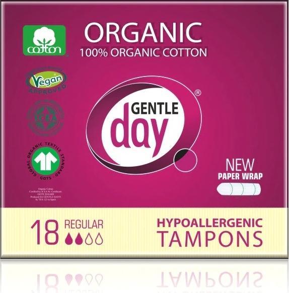 Produktbild Gentle Day Tampons mit 100 % ökologischer Baumwolle - reguläre 18 Stcs - sanfter Tag (18 x, Normal)