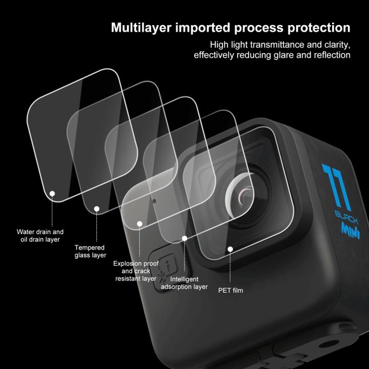 Actual product image Puluz 2 in 1 GoPro Hero 11 Black Mini Camera Lens Bulletproof Glass (Hero 11 Black Mini)