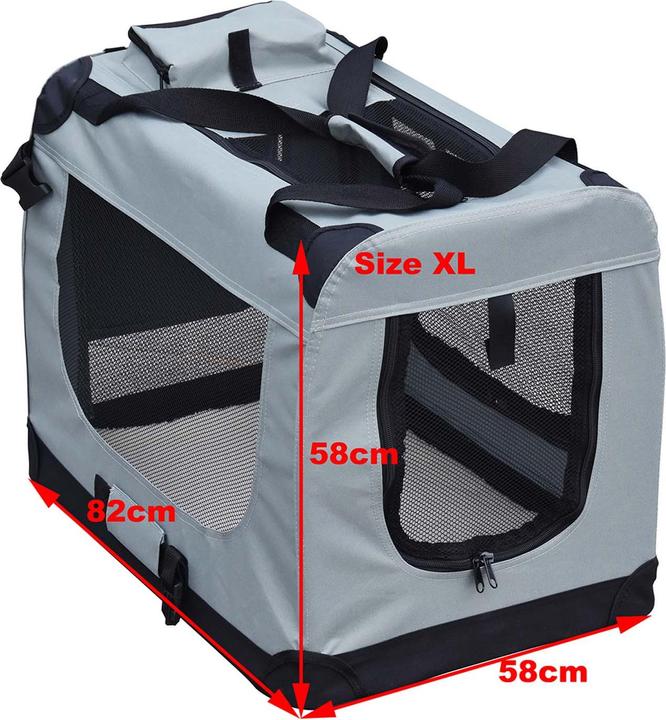 Produktbild Wiltec Fudajo Transportbox XL Faltbar Grau 80x58x56cm Hundebox Katzenbox Reisebox (Hund, Faltbar)