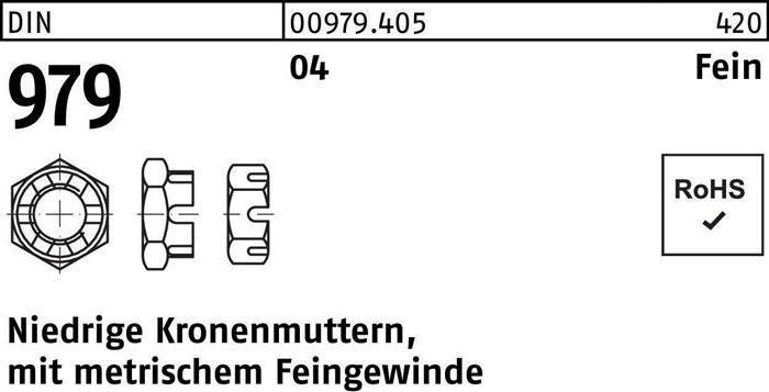 Produktbild Kronenmutter DIN 979 niedrig M 24 x2 Automatenstahl