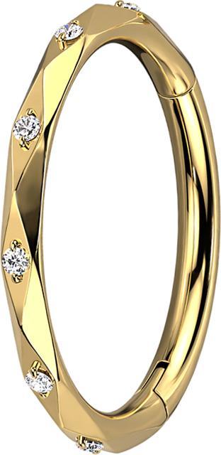 Immagine prodotto Star Piercing Anello Micro Segment con cerniera placcato oro e sfaccettato con cristalli argento (senza ottone, Titanio G23)