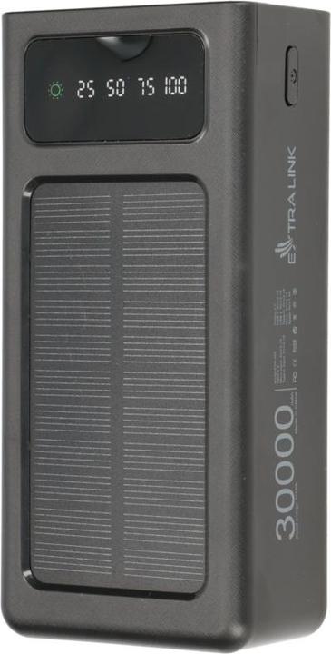 Extralink EPB-093 30000mAh Czarny | Banque de puissance | Banque de puissance solaire, USB-C (30000 mAh, 10 W, 111 Wh)