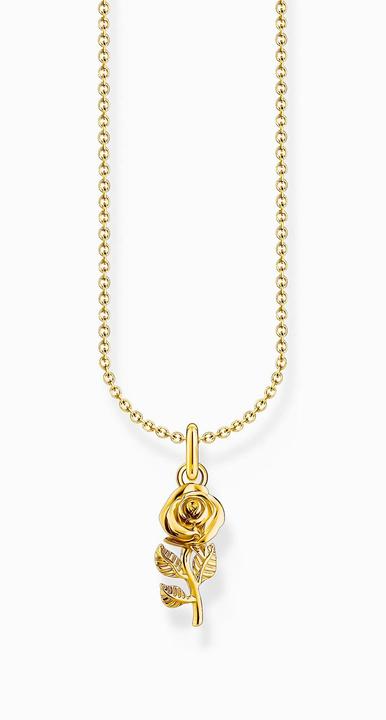 Produktbild Thomas Sabo Kette mit Rosen-Anhänger vergoldet (925er Silber, 750 Gelbgold Vergoldung, 38 - 45 cm)