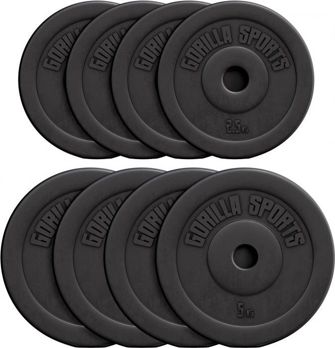 Produktbild Gorilla Sports Hantelscheibenset (4 x 2.5 kg, 4 x 5 kg)