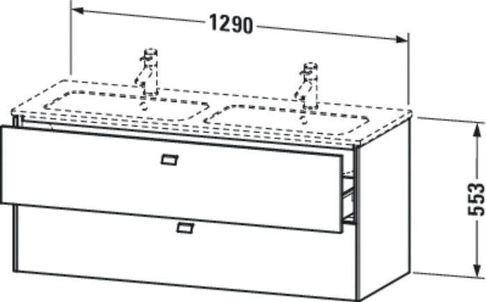 Actual product image Duravit Vanity unit BRIOSO 553x1290x479mm Handles chr concrete grey matt (129 x 55.5 x 48 cm)