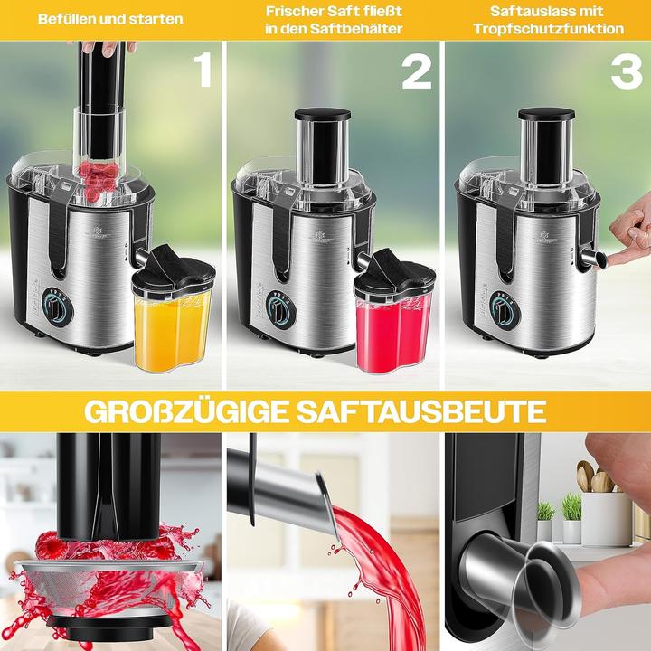 Actual product image Kesser Juicer for fruit and vegetables (silver/black)