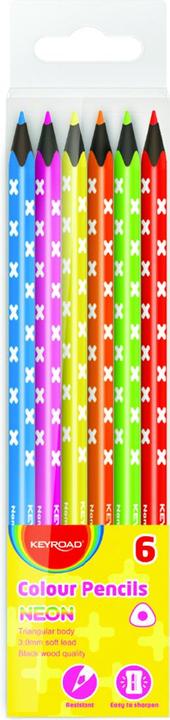 Actual product image Keyroad Pencil crayons, triangular, black wood, neon, 6 pieces, pendant, various colours (6 x)