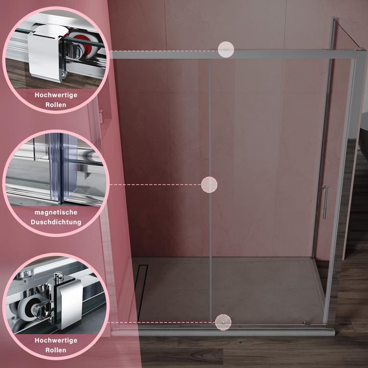 Immagine prodotto SONNI 140x80cm cabina doccia porta scorrevole cabina doccia cabina doccia (140 cm, 170 cm, 185 cm)