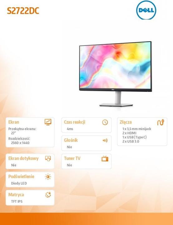 Image du produit Dell S2722DC (2560 x 1440 pixels, 27")