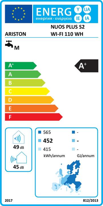 Etichetta energetica Ariston Pompa ciepła NUOS PLUS S2 WI-FI 110 WH (3629146)