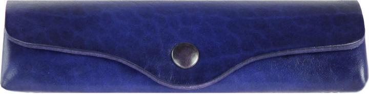 Produktbild Mika Brillenetui, klein, Sattelleder, Druckknopf, blau