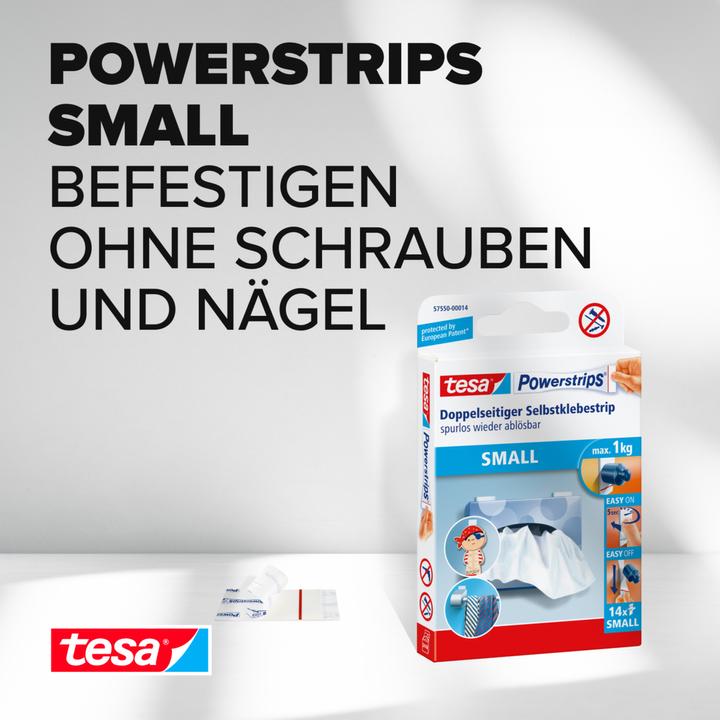 Immagine prodotto tesa Powerstrips SMALL, 1kg di forza di tenuta, 14x strisce biadesive
