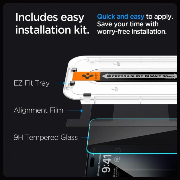 Produktbild Spigen GLAStR EZ FIT Privacy HD Entworfen fur iPhone 15 Pro Premium gehartetes Glas Displayschutzfolie
