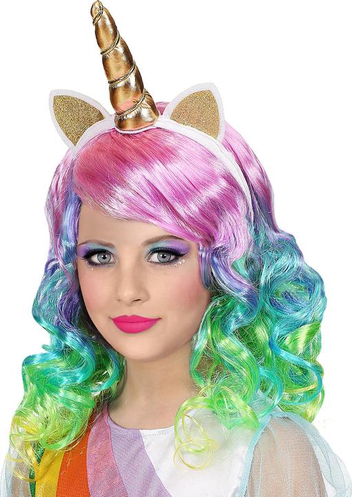 Actual product image Magni Widmann 46935 - Children's wig unicorn, colourful, hairband with horn and ears, motto party