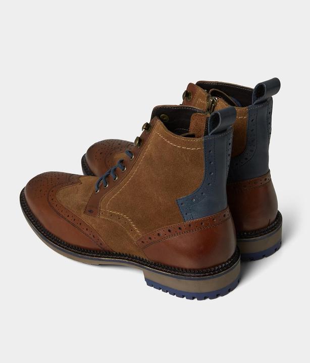 Produktbild Joe Browns Mixed Suede and Leather Tan Brogue Ankle Boots (45)