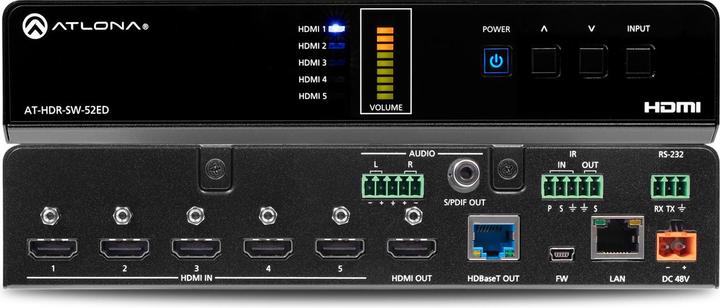 Atlona AT-HDR-SW-52 5 x 2 4K/HDR HDMI 2.0b Sw. HDbaseT-100m