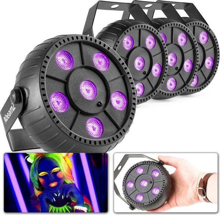 Produktbild BeamZ Blacklight - PLP14 - Set von 4 Blacklight Spots mit gebauten Batterie und 6 LEDs (LED)