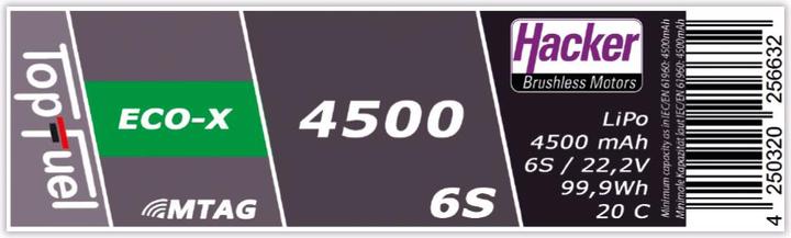 Actual product image Hacker LiPo Pack TF ECO-X 4500mAh 6S MTAG (22.20 V, 4500 mAh)