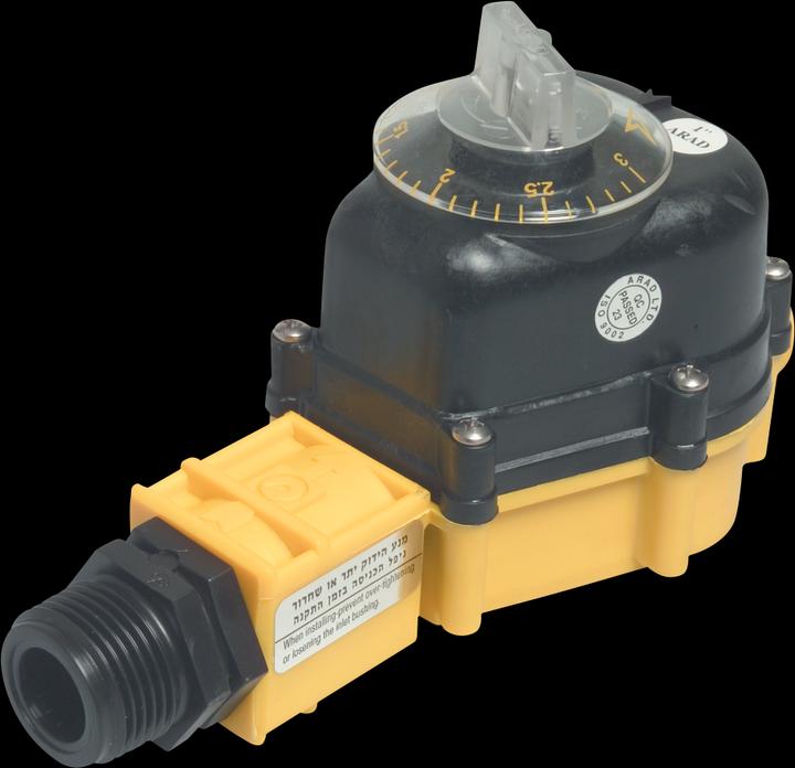 Actual product image Arad Wassermeter Kunststoff 1" Aussengewinde 8bar 0 - 10m³ Gelb/Schwarz Typ K1"