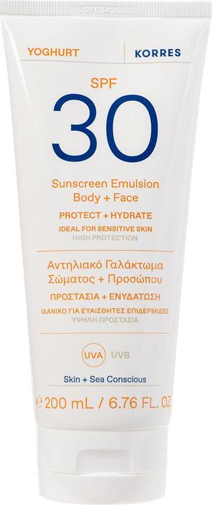 Immagine prodotto Korres Emulsione solare allo yogurt per il corpo e il viso SPF 30 (SPF 30, 200 ml)