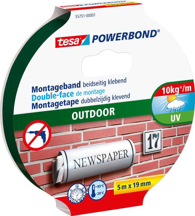 Actual product image tesa Powerbond OUTDOOR double-sided mounting tape (19 mm)