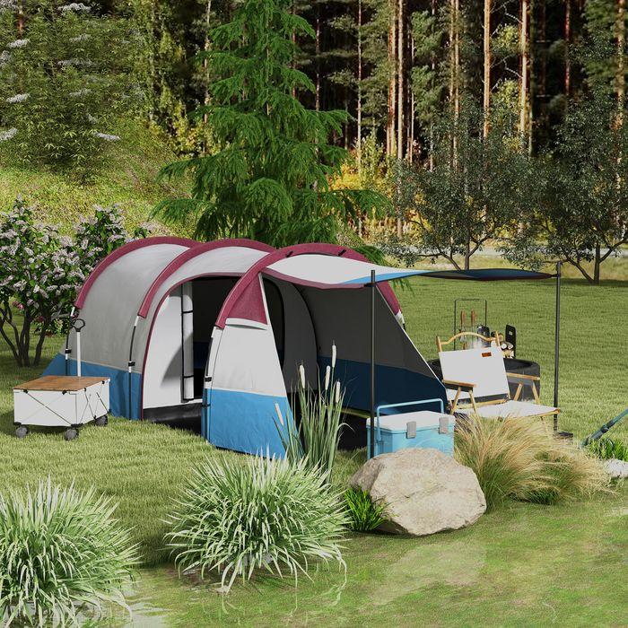 Image du produit Swisshandel24 Campingzelt, Tunnelzelt für 3 Personen, mit Lichthaken, Vorzelt für Garten, rot (Tente tunnel, 3 personnes)